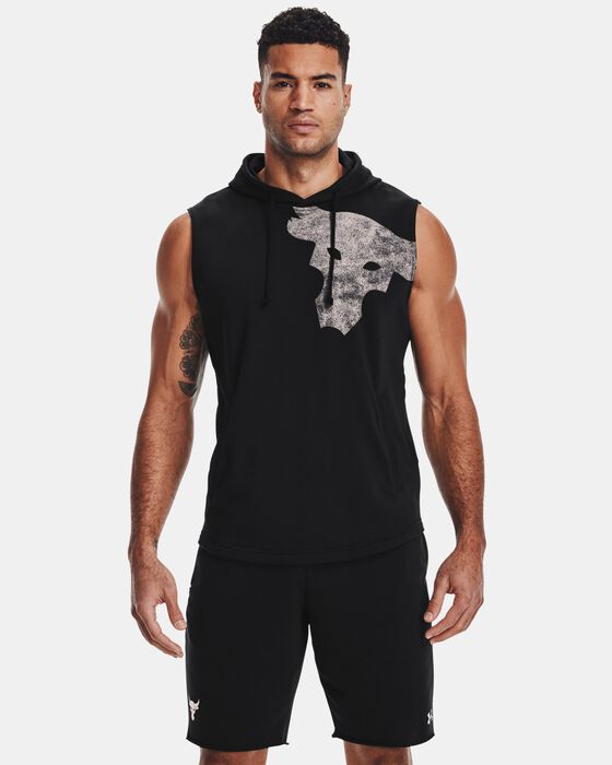 Men's project rock terry bull sleeveless hoodie clearance