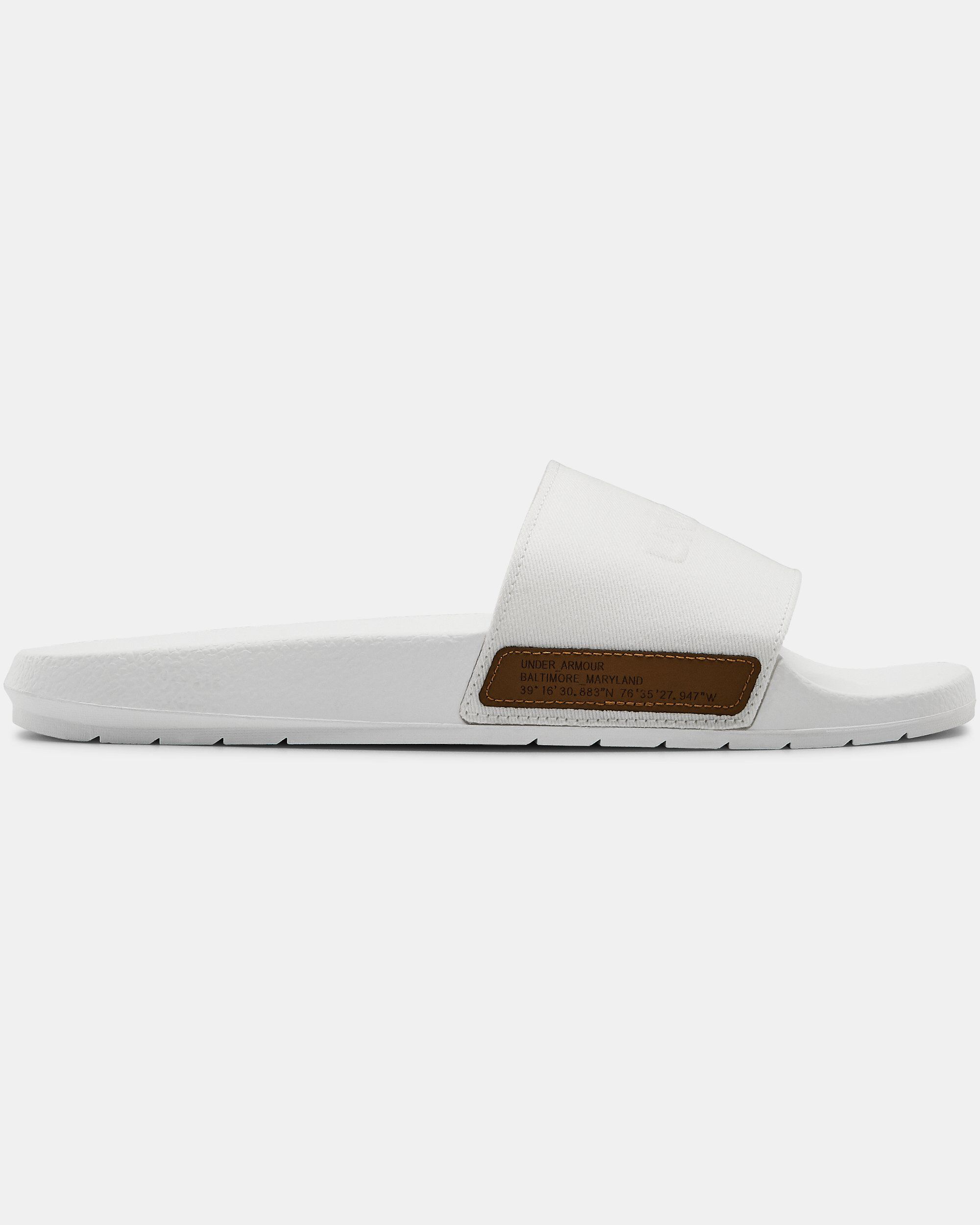 White canvas slides on sale