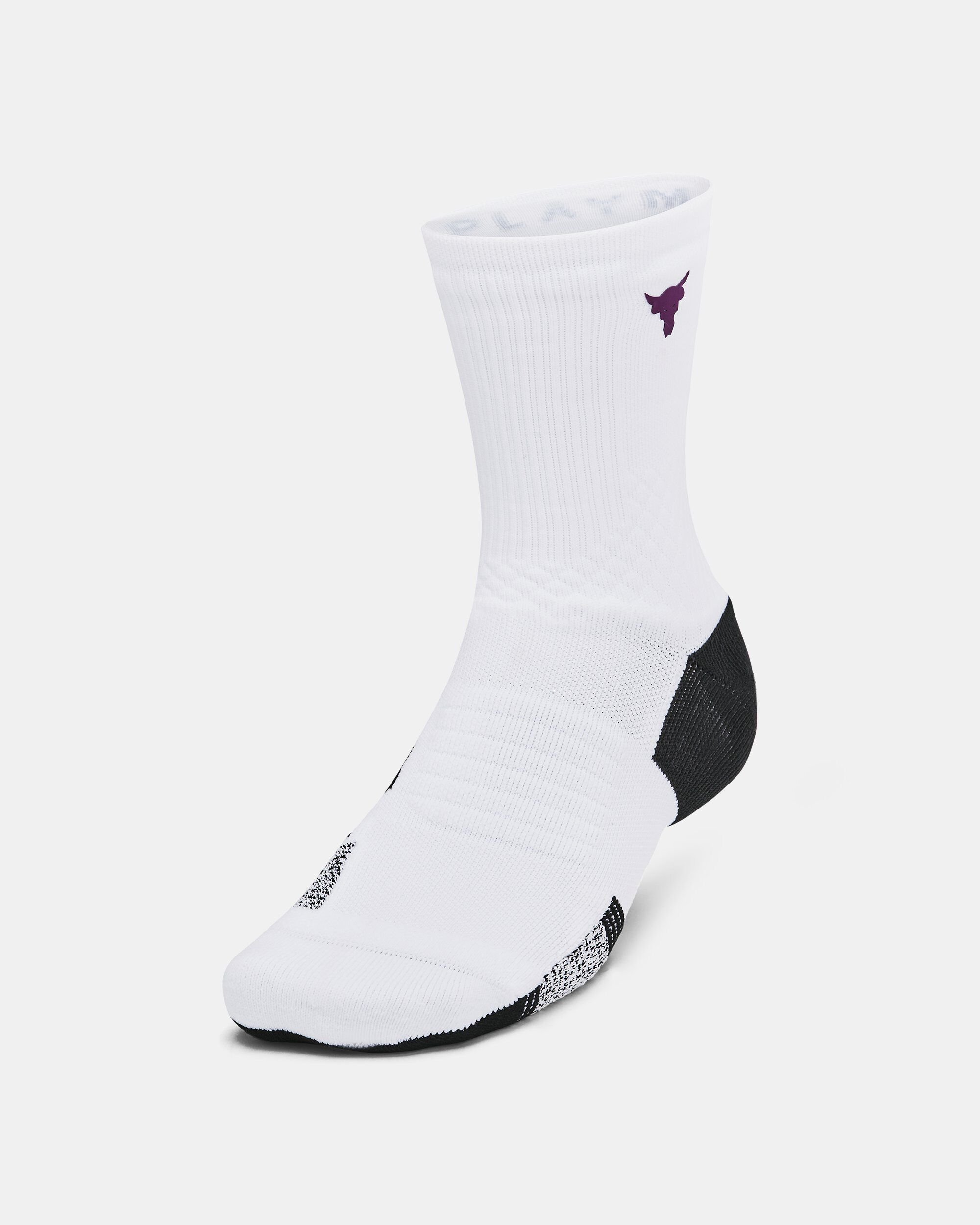 Buy Unisex Project Rock ArmourDry Playmaker Mid Crew Socks White in Dubai UAE Under Armour