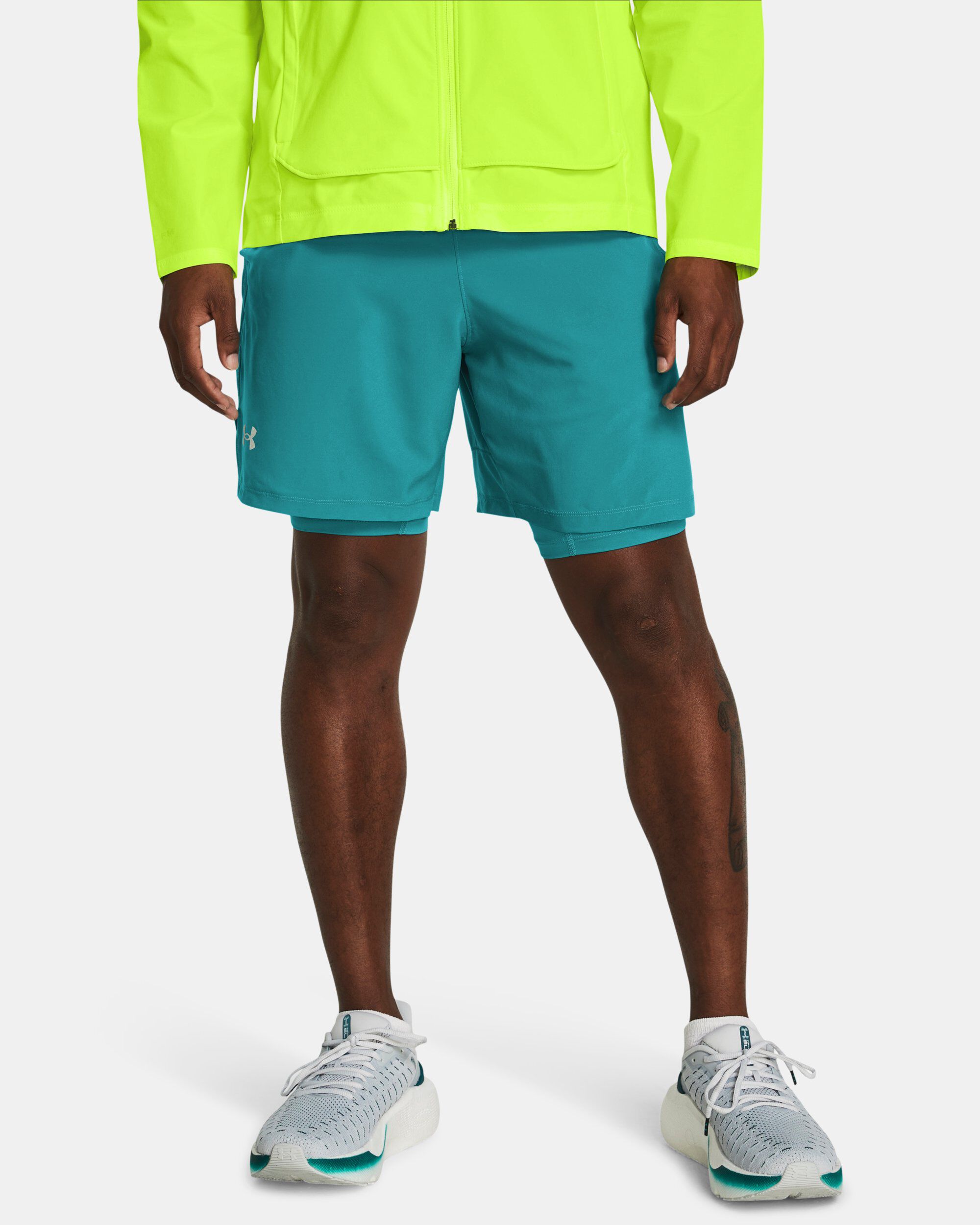 Buy Men s UA Launch 2 in 1 7 Shorts Green in Dubai UAE Under Armour