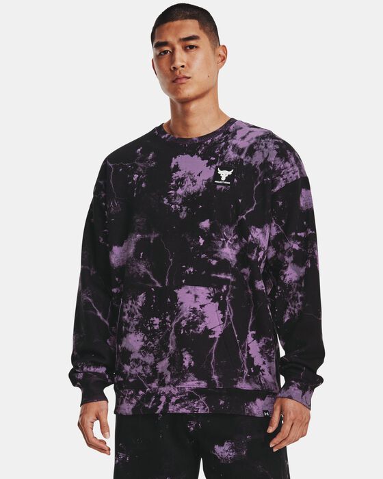 Men's Project Rock Rival Fleece Disrupt Printed Crew image number 0