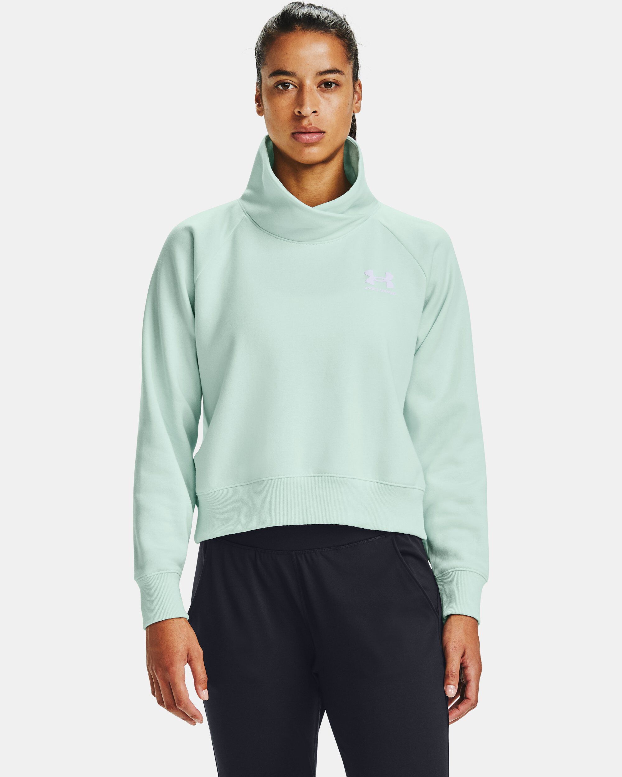 Under armour women's rival fleece wrap neck pullover sweatshir new arrivals