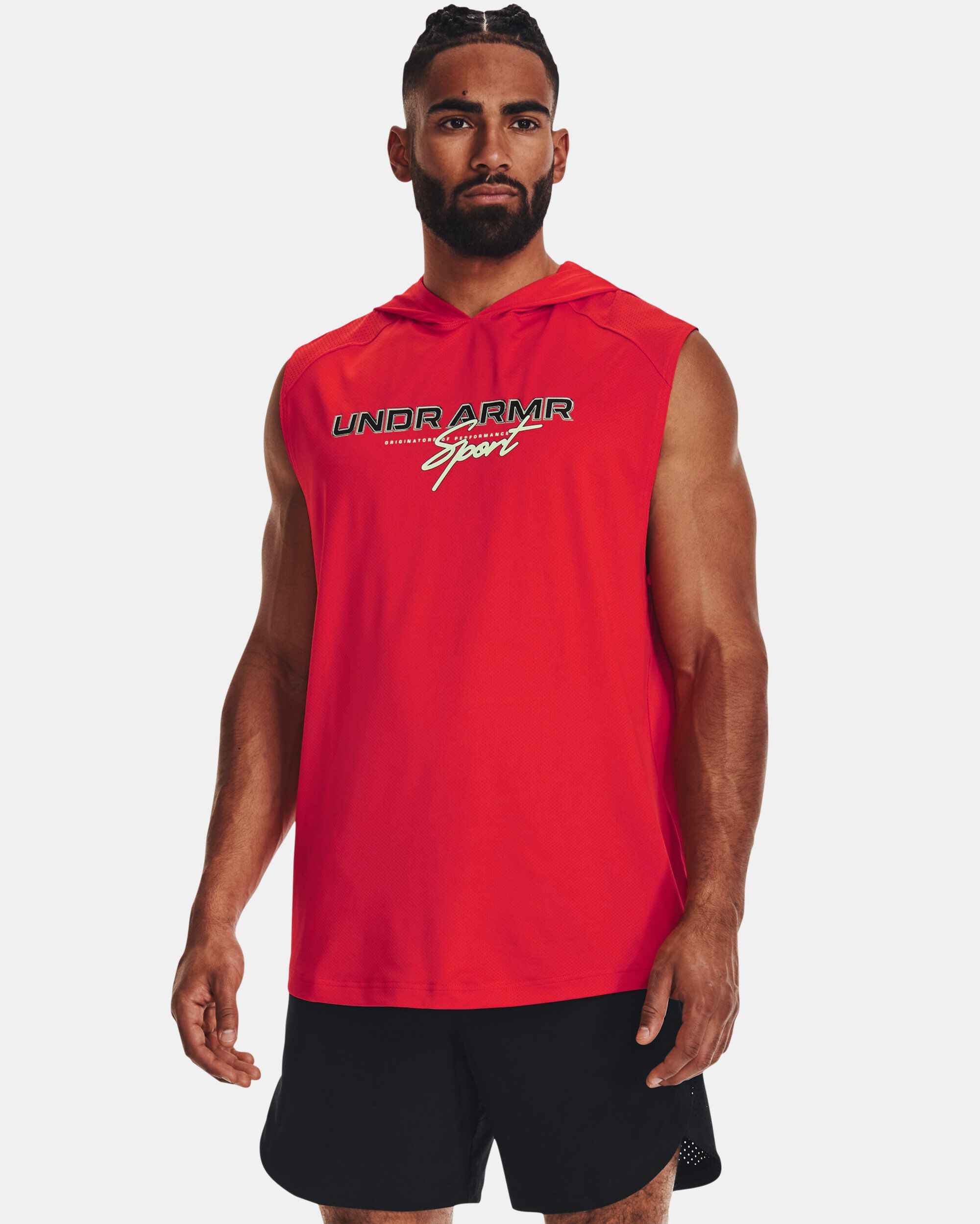 Buy Men s UA Mesh Sport Sleeveless Hoodie Red in Dubai UAE Under Armour