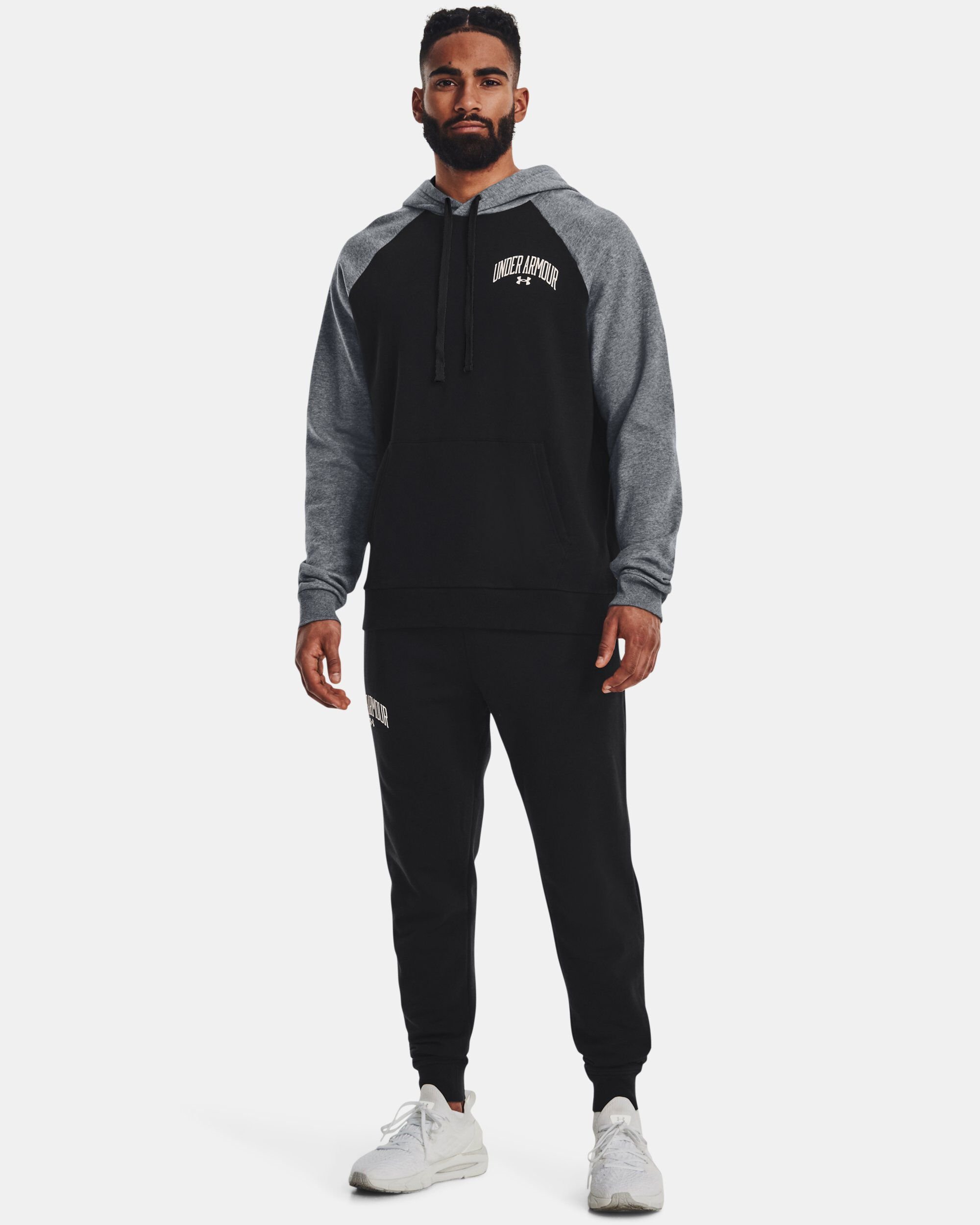 Buy Men s UA Rival Fleece Wordmark Colorblock Hoodie Black in Dubai UAE Under Armour