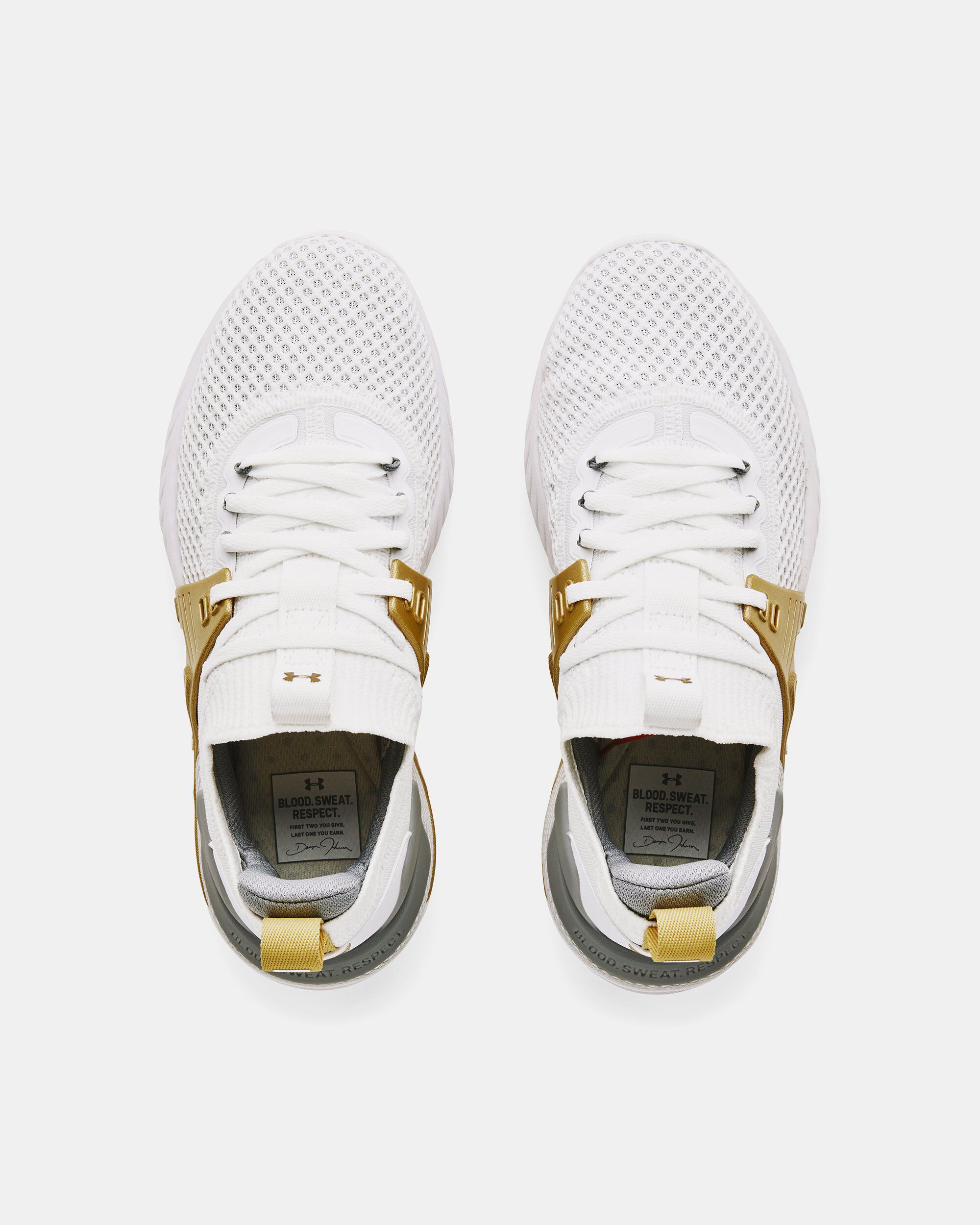 Gold and white hotsell under armour shoes