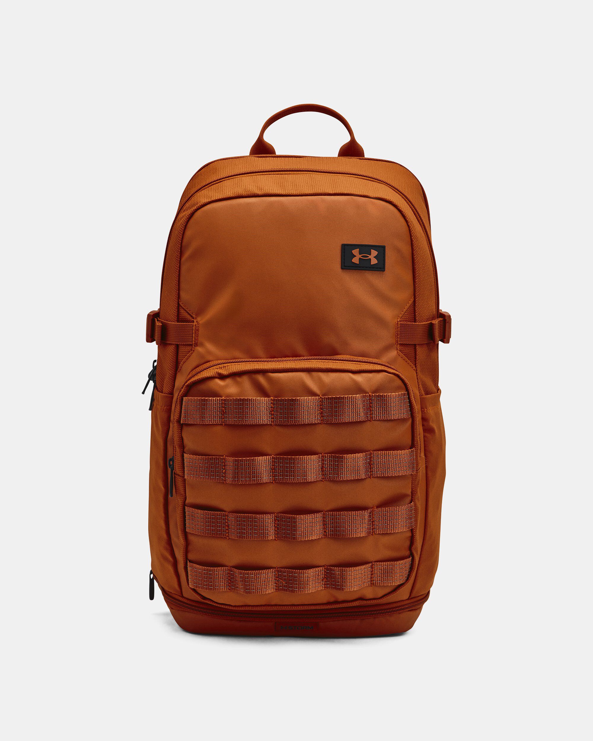 Orange and black best sale under armour backpack