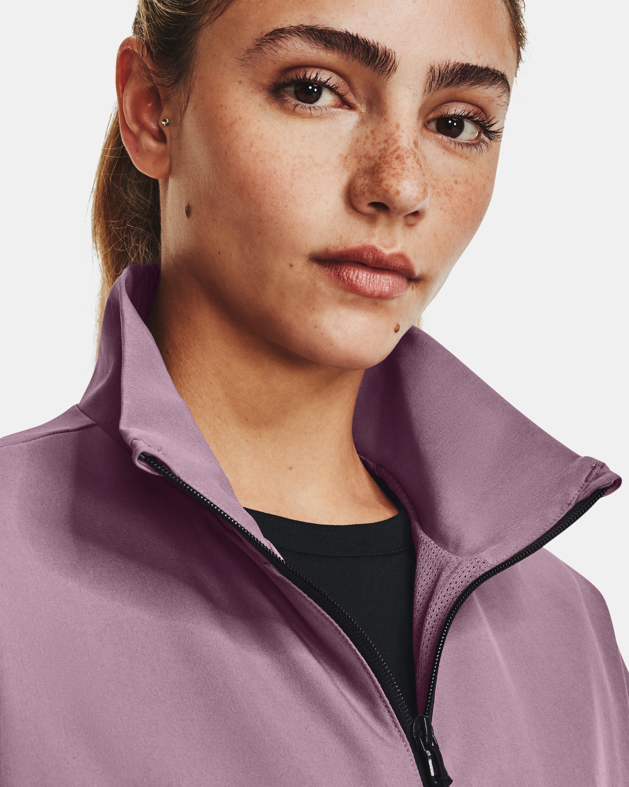 Under armour jackets purple women sale