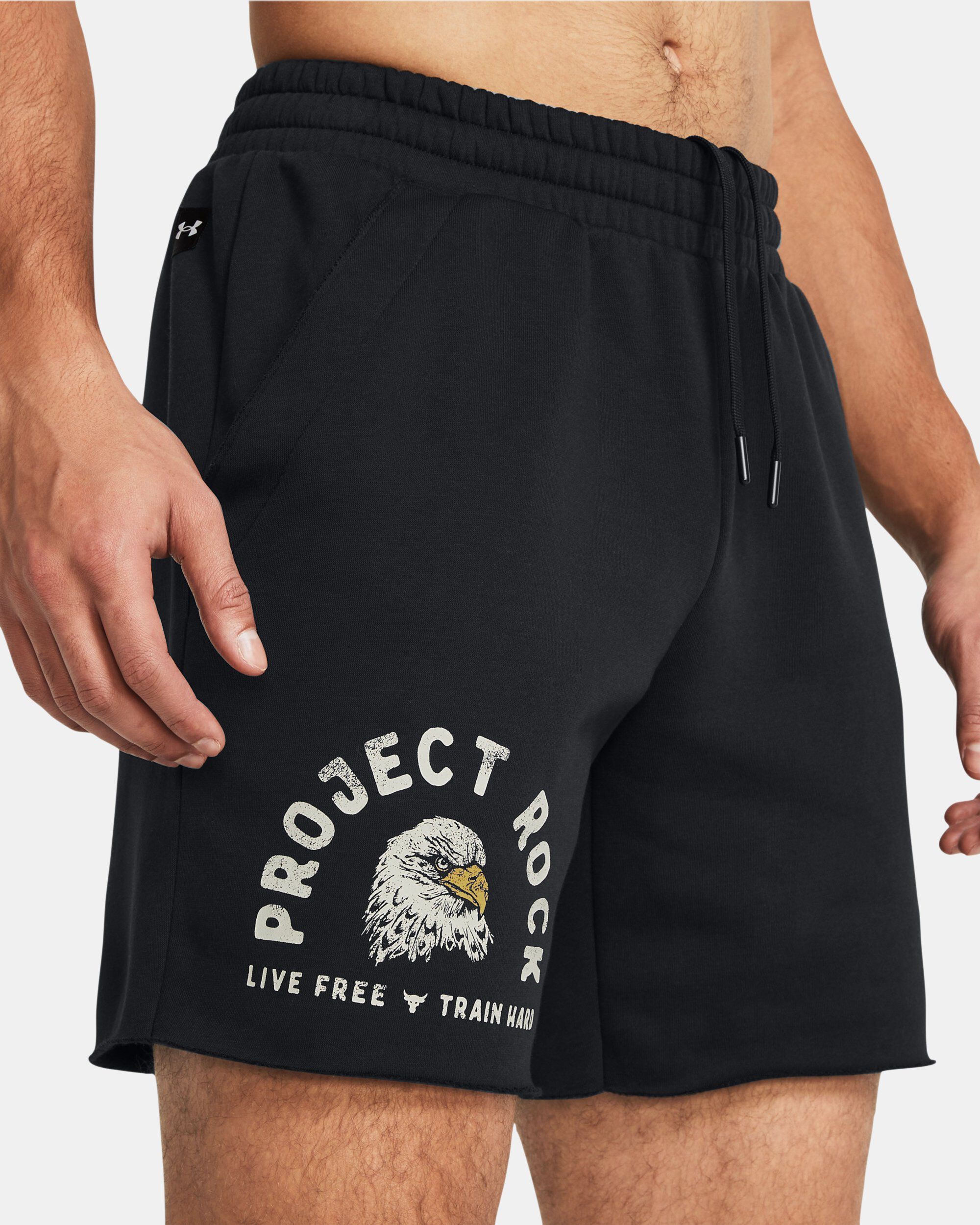 Buy Men s Project Rock Essential Fleece Shorts Black in Dubai UAE Under Armour