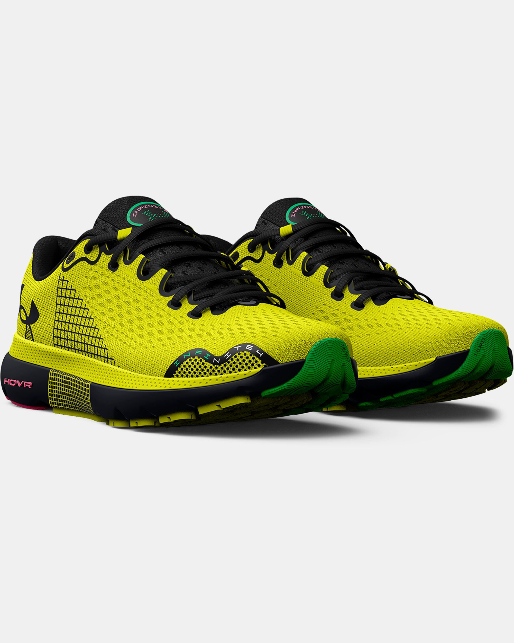 Yellow and black running shoes top