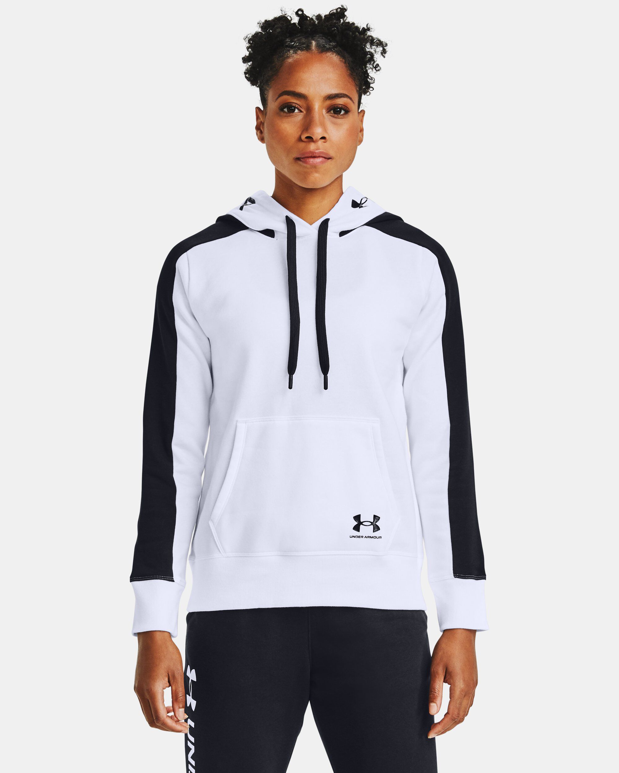 Women's ua rival fleece graphic colorblock hoodie sale