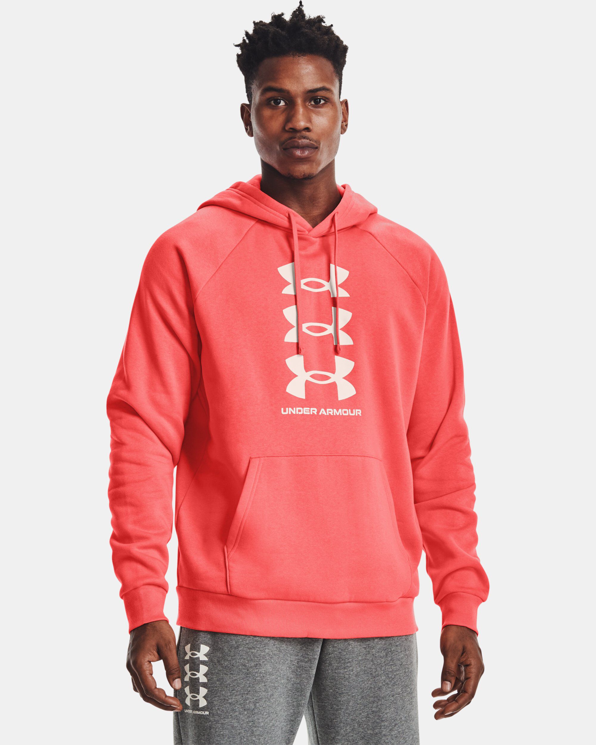 Buy Men s UA Rival Fleece Multilogo Hoodie Red in Dubai UAE Under Armour