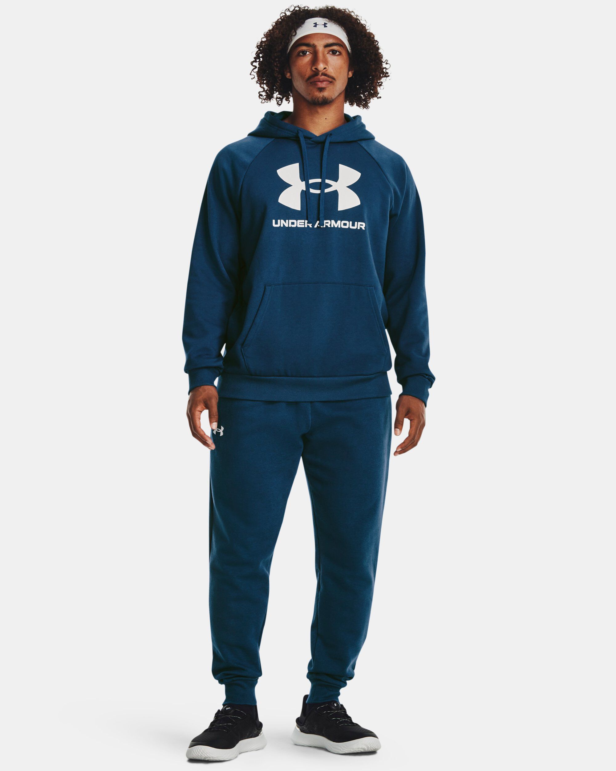 Buy Men s UA Rival Fleece Logo Hoodie Blue in Dubai UAE Under Armour