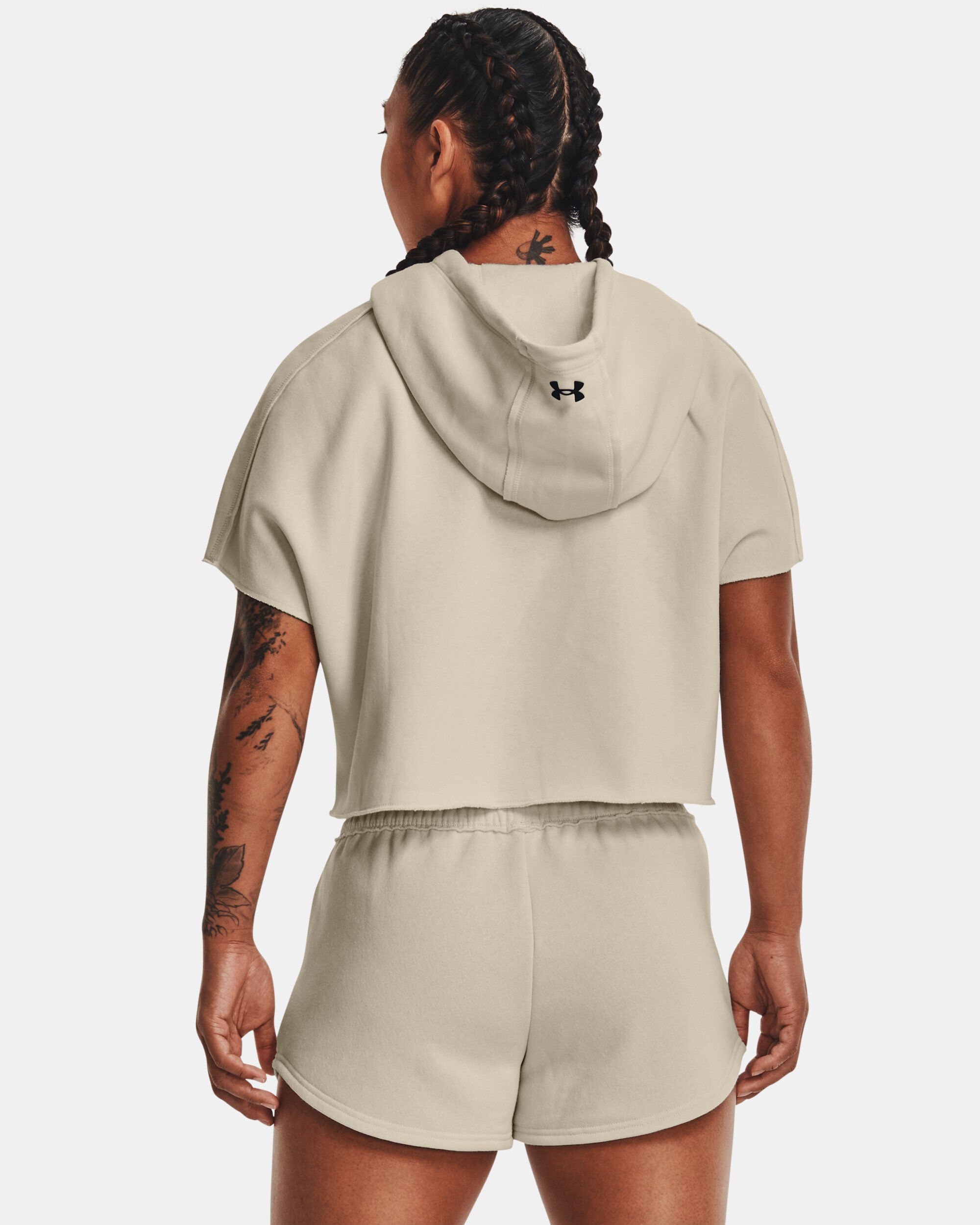 Under armour short sales sleeve hoodie womens