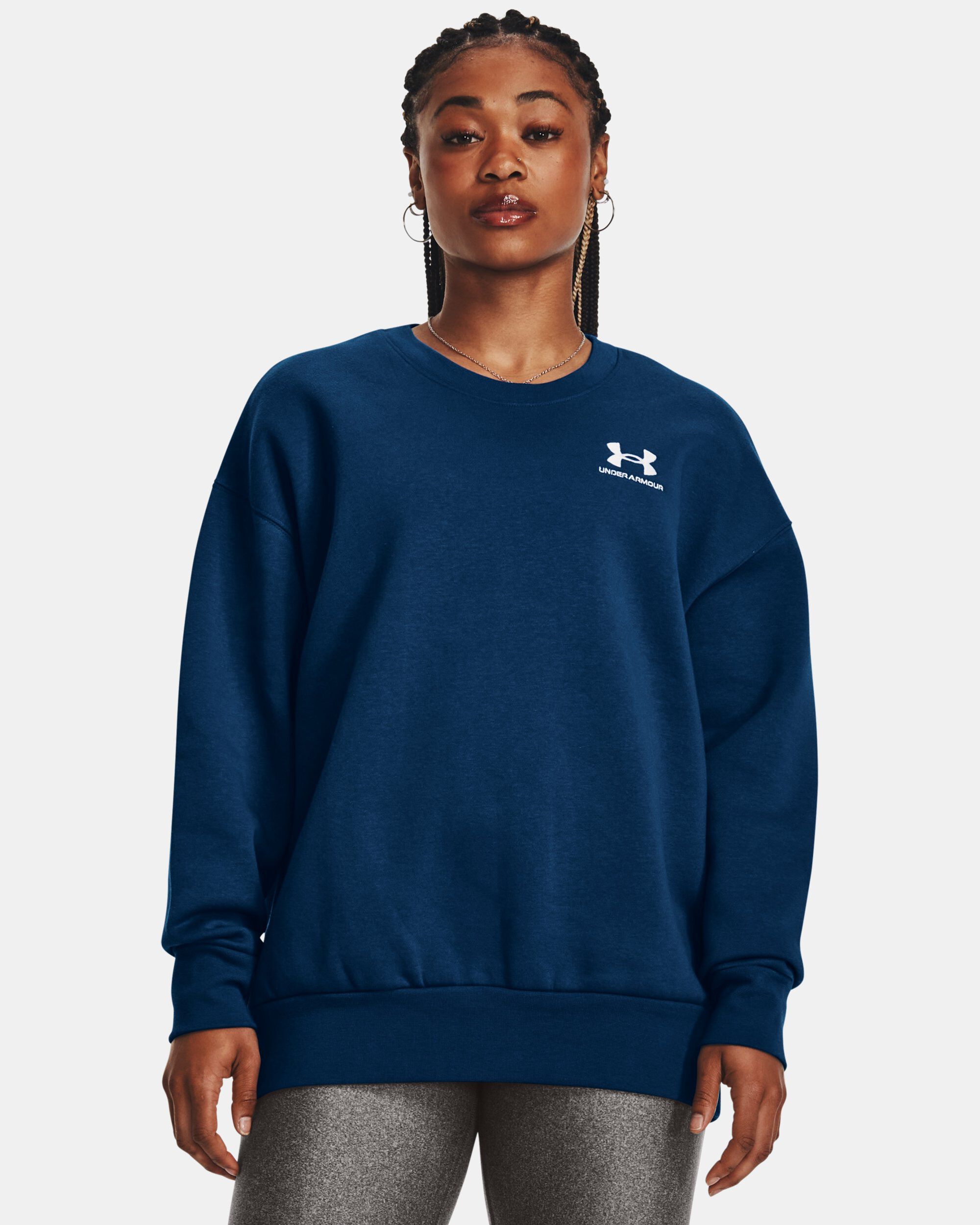 Under Armour Women s UA Essential Fleece Oversized Crew Blue in