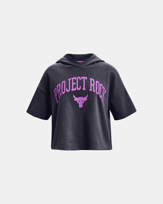 Girls' Project Rock Rival Fleece Script Short Sleeve Hoodie image number 0