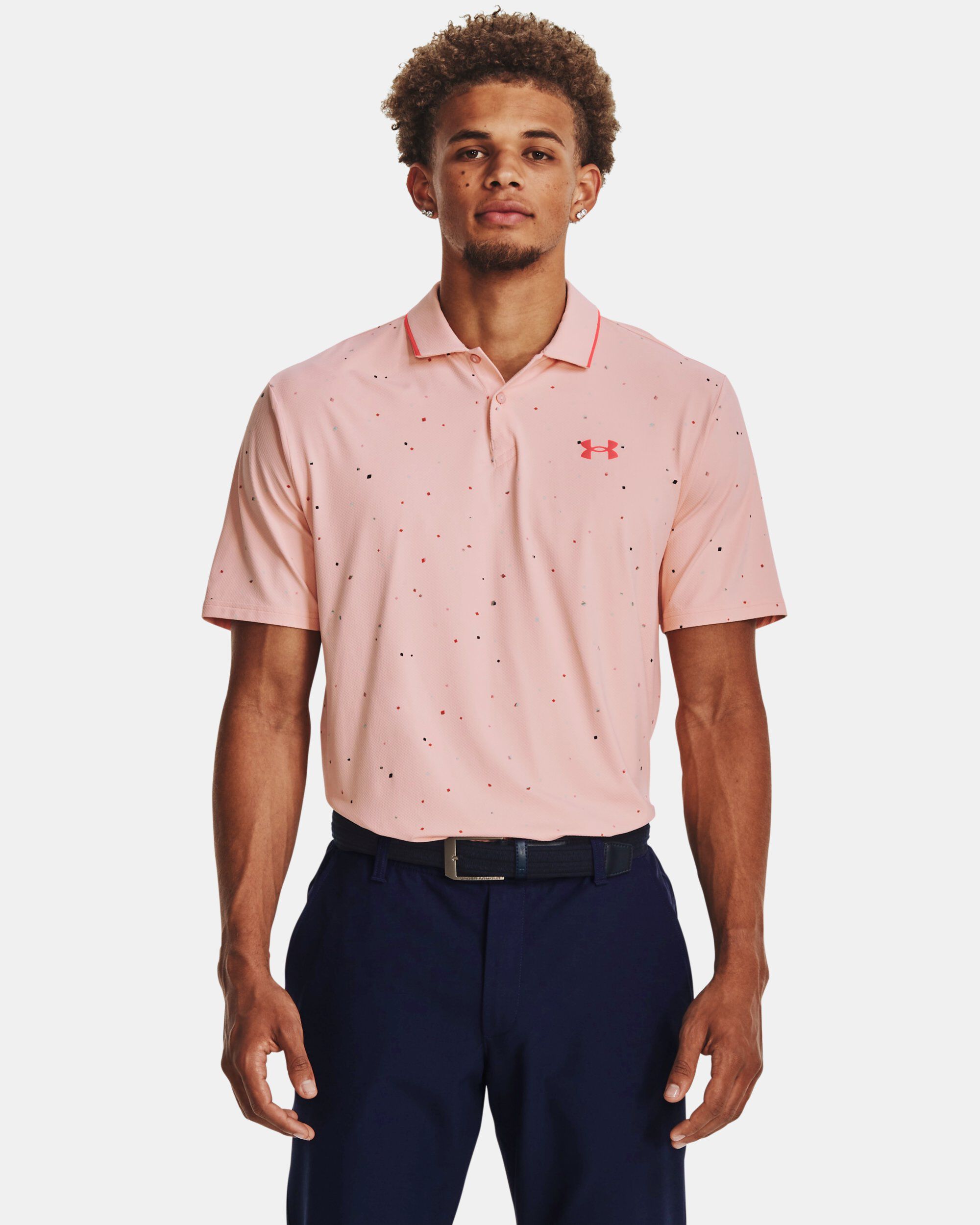 Mens pink shop under armour polo