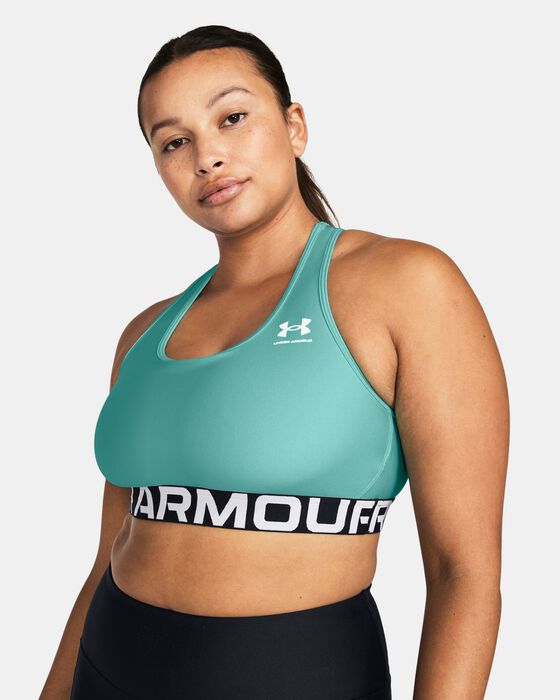 Women's HeatGear® Armour Mid Branded Sports Bra image number 2