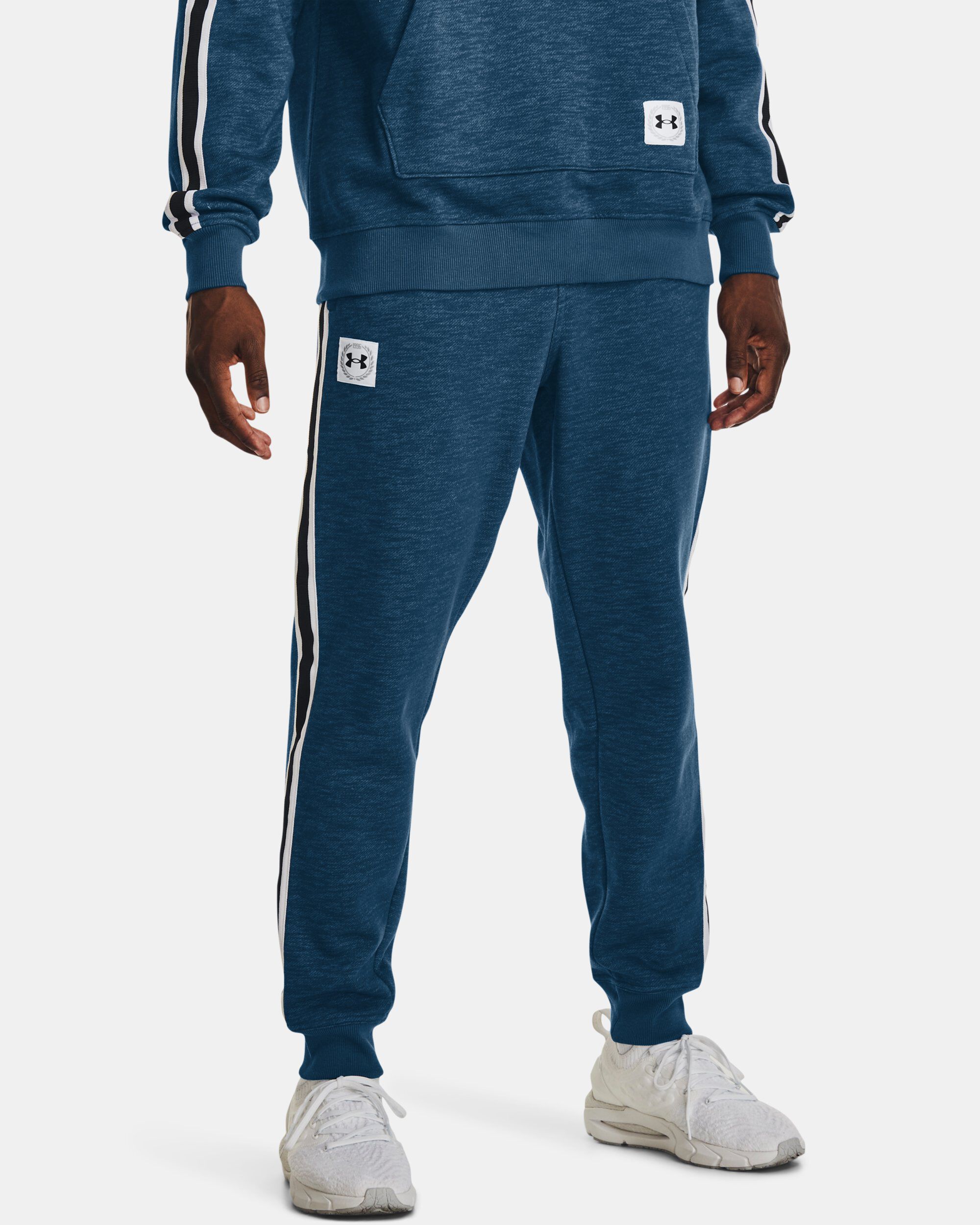 Buy Men s UA Essential Fleece Heritage Joggers Blue in Dubai UAE Under Armour