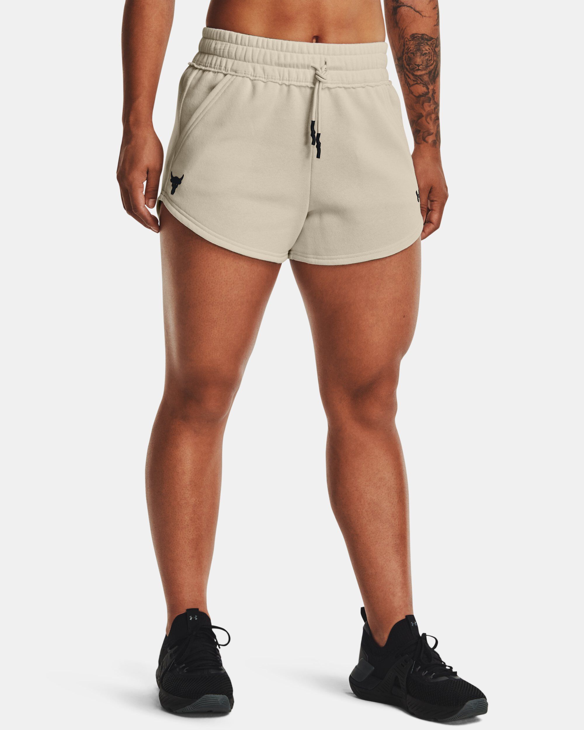 Under Armour Women s Project Rock Fleece Shorts Beige in Dubai UAE
