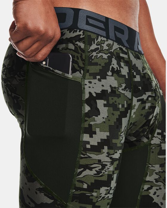 Shop Under Armour Men's HeatGear® Armour Camo Leggings Green in - Main Image