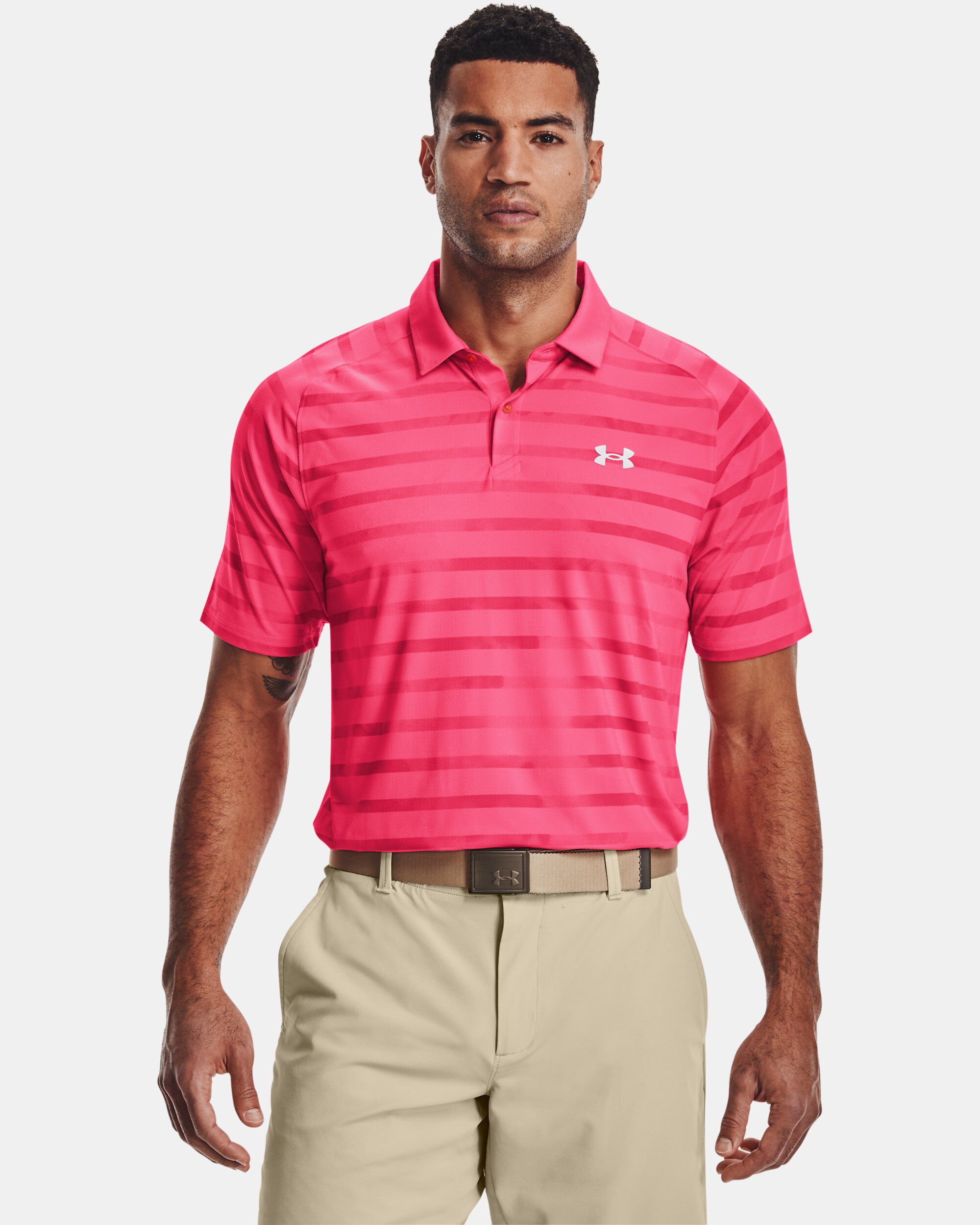 Under armour shop pink golf shirt