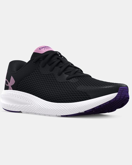 Girls' Grade School UA Charged Pursuit 2 Big Logo Running Shoes image number 6