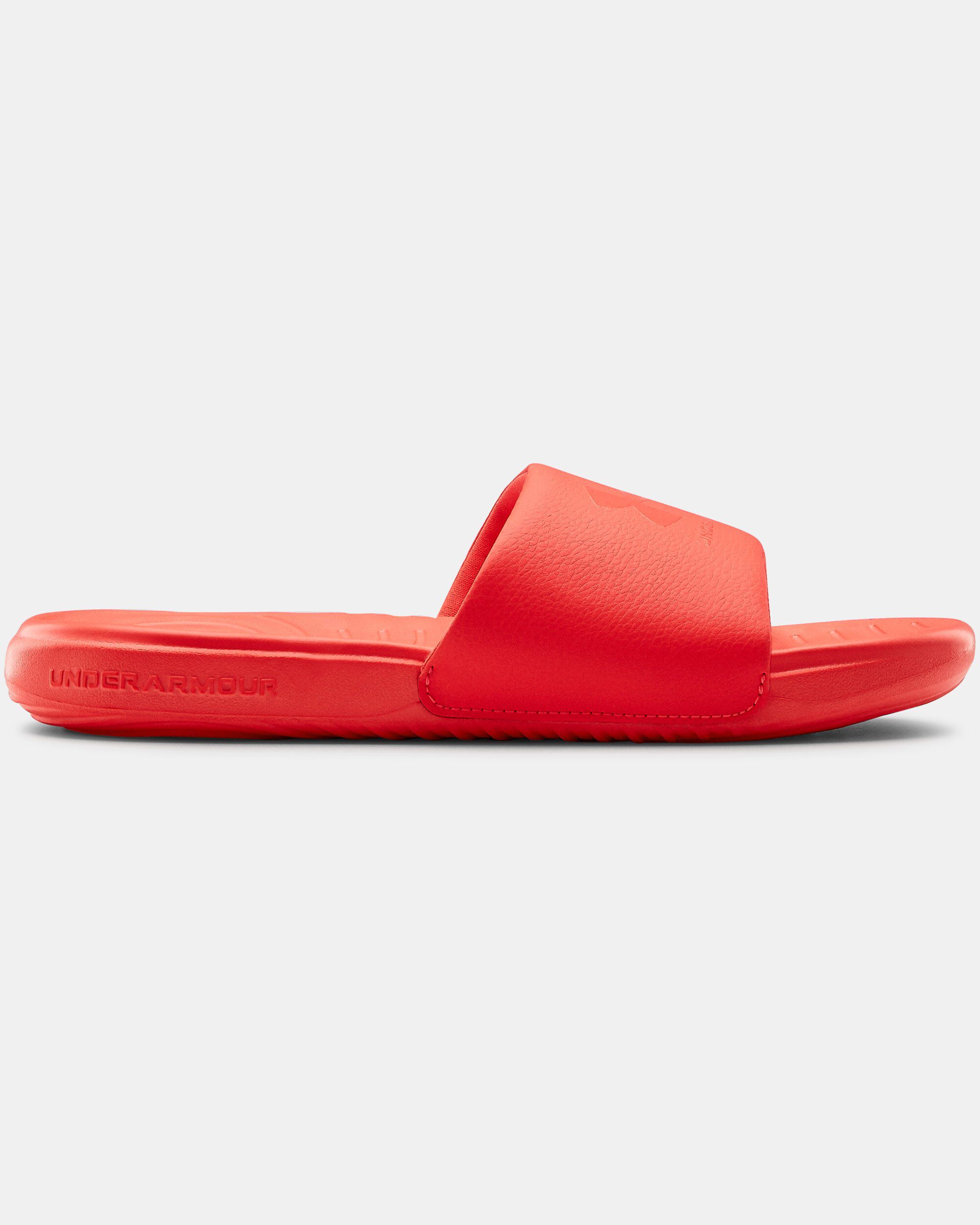 Orange under armour slides store