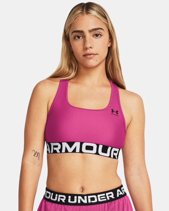 Women's HeatGear® Armour Mid Branded Sports Bra image number 0