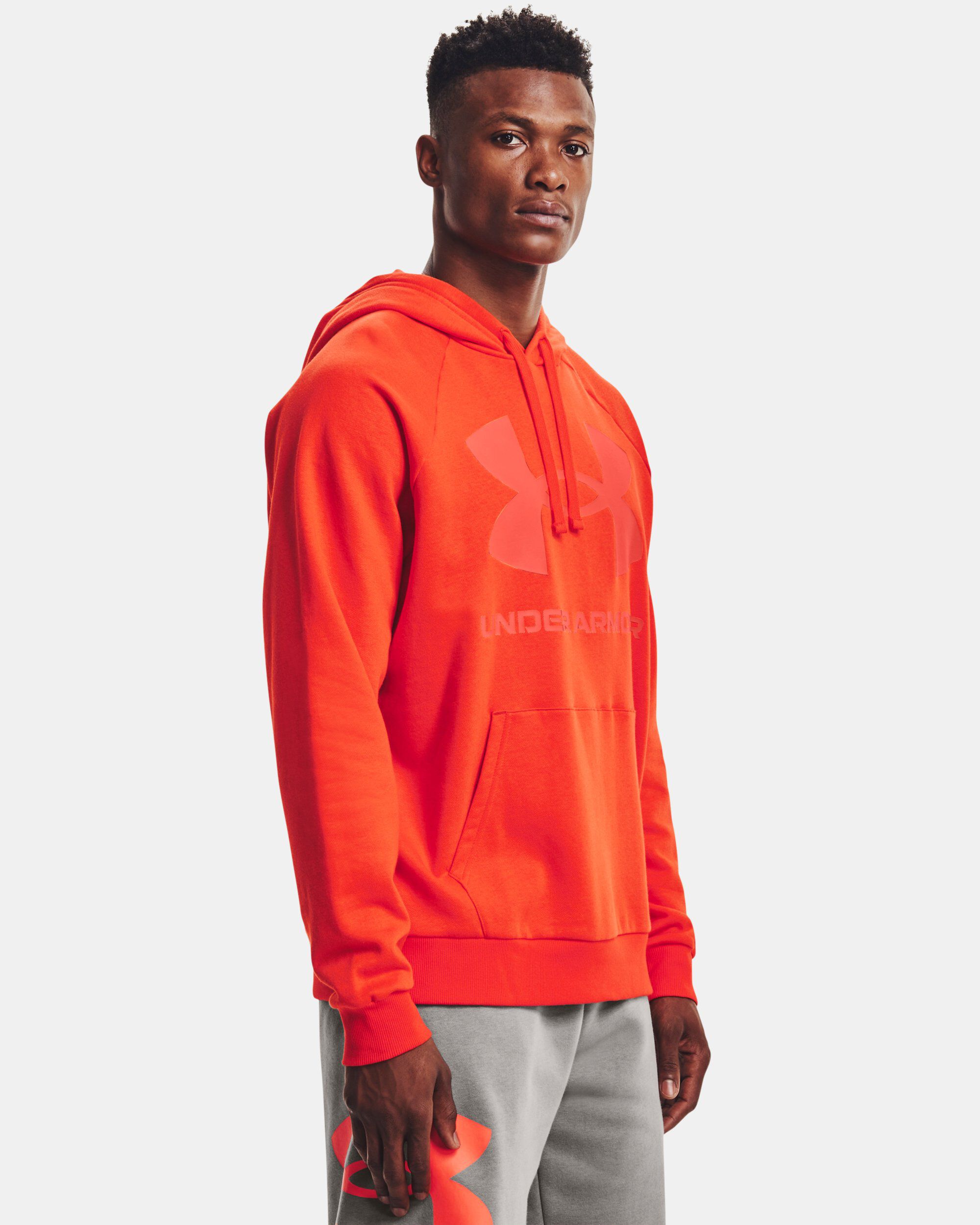Orange under online armour hoodie mens