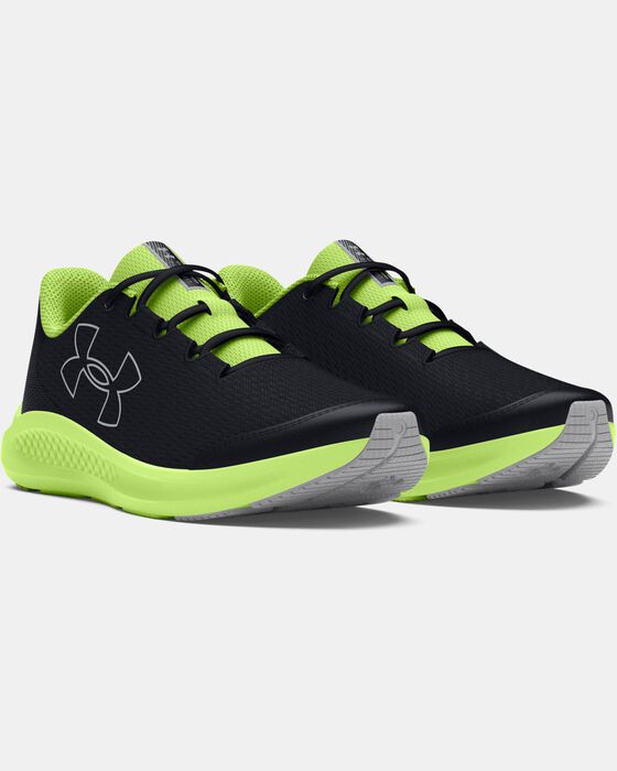 Boys' Grade School UA Charged Pursuit 3 Big Logo Running Shoes image number 3
