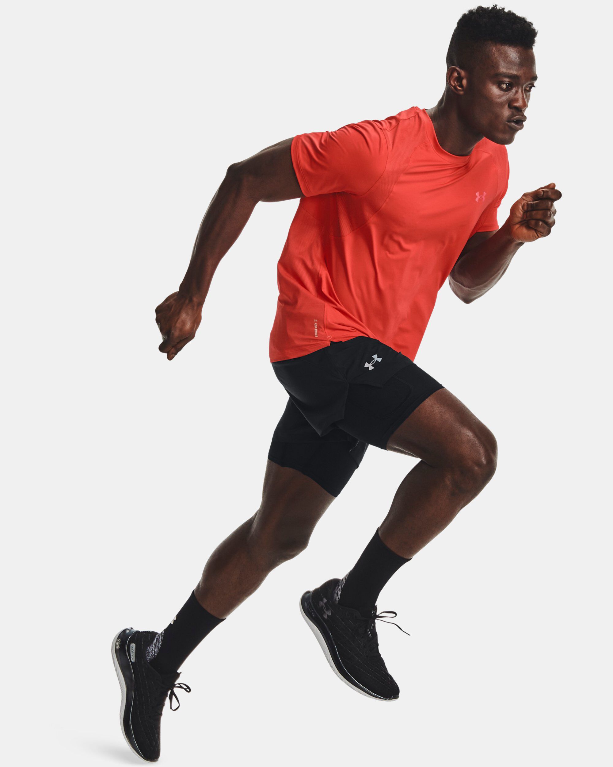 Shop Under Armour UA Iso-Chill Run Men's 2-in-1 Shorts Black in