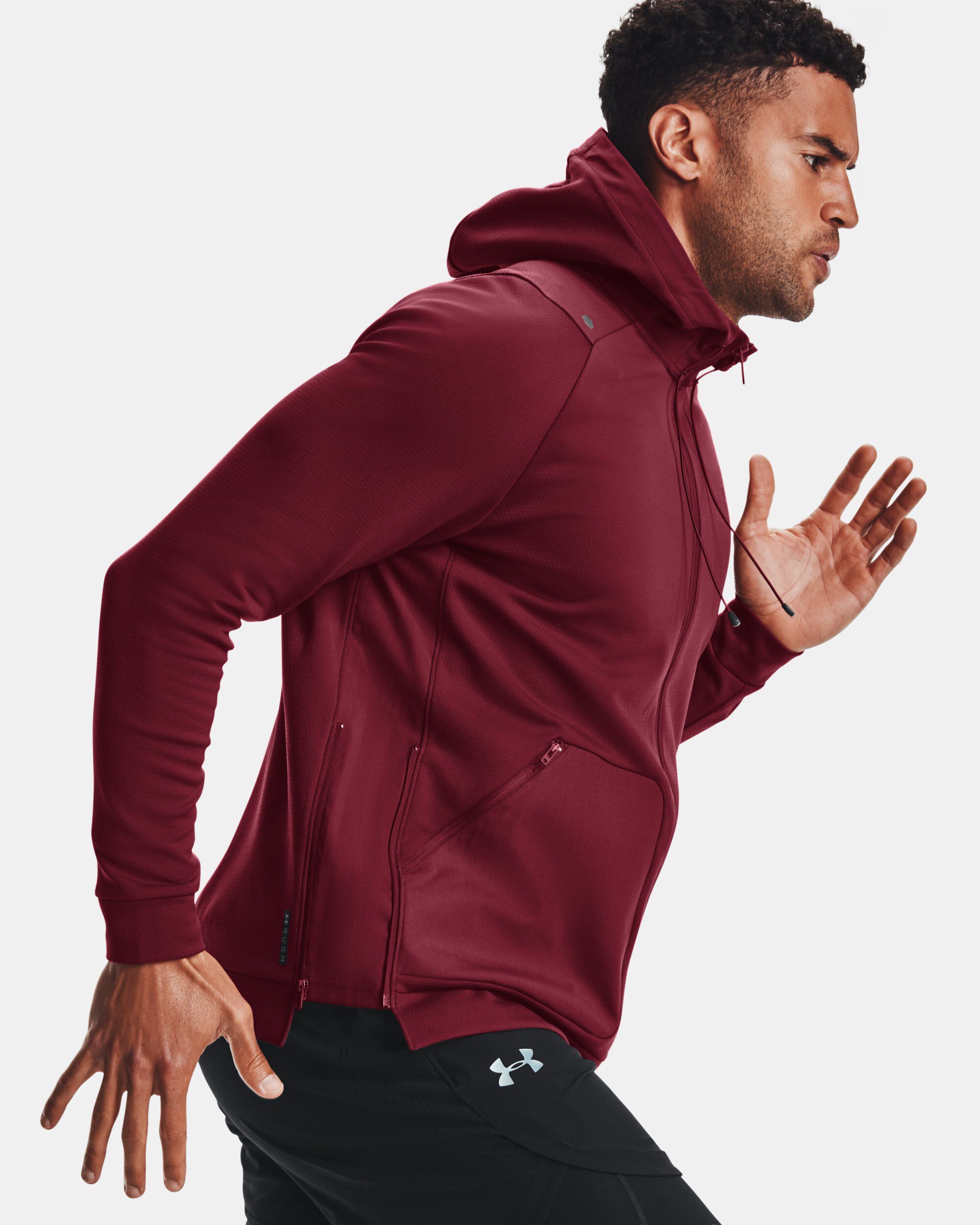 Red zip discount up hoodie men