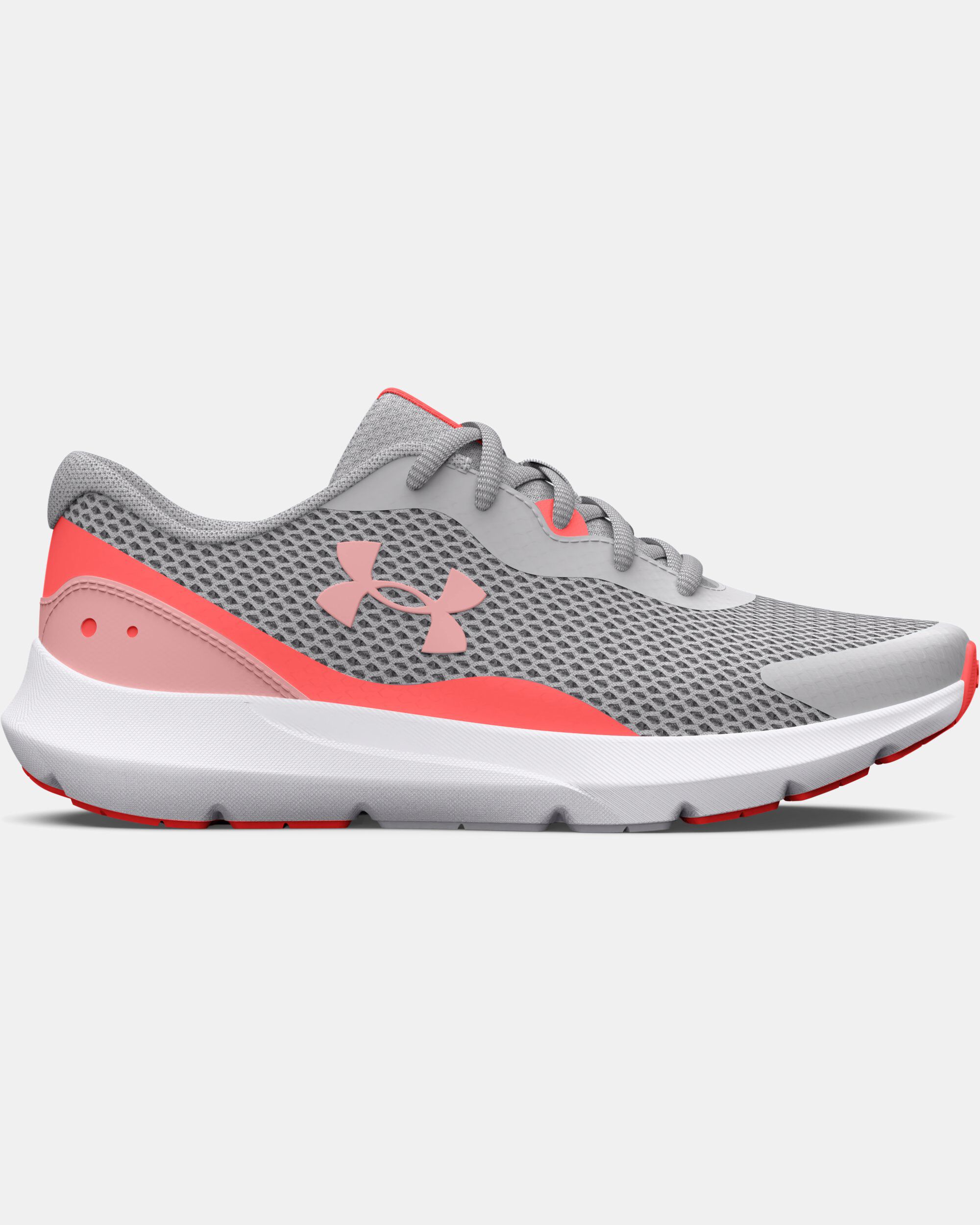 Under Armour Girls Grade School UA Surge 3 Running Shoes Grey in