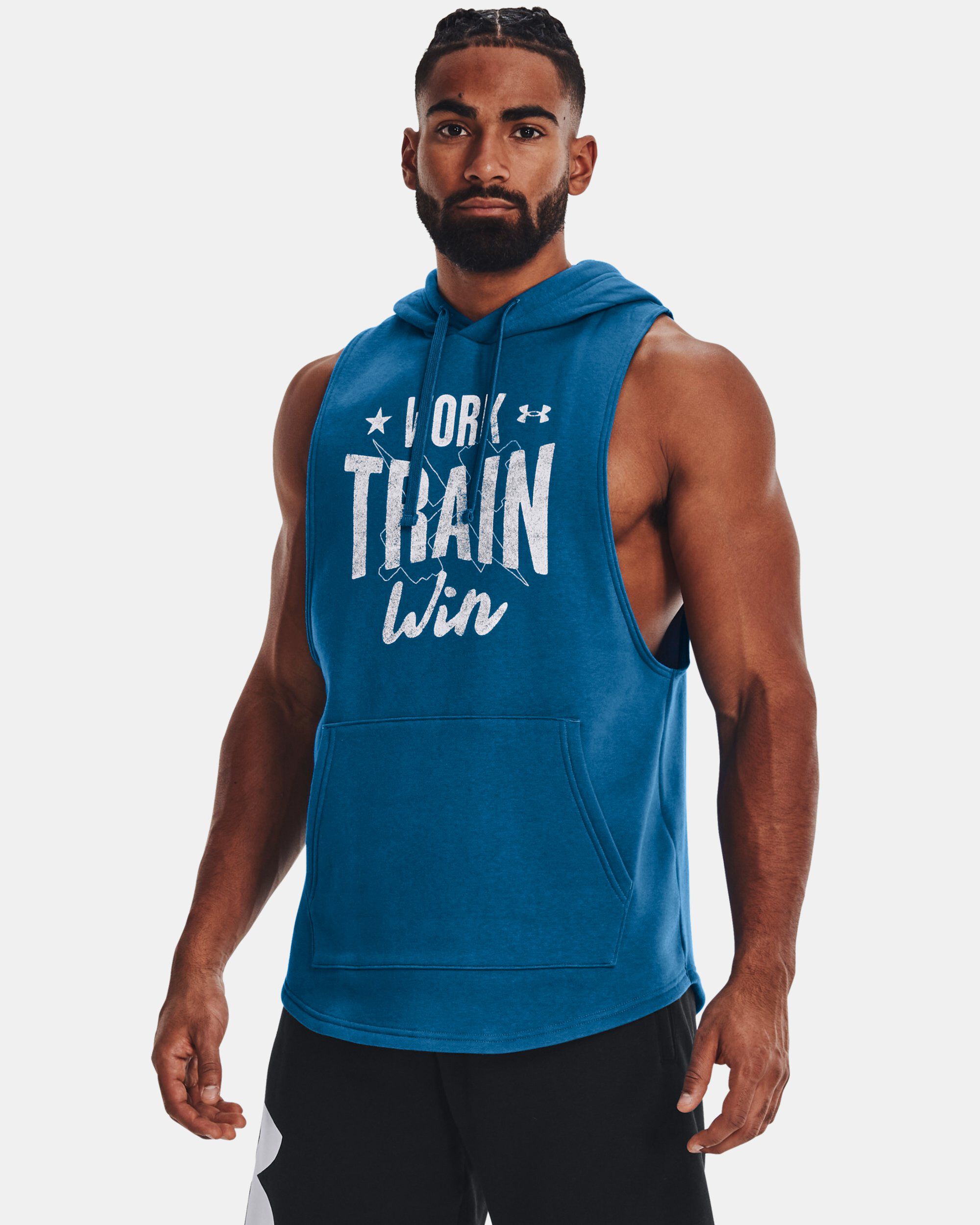 Under Armour Men s UA Rival Fleece WTW Sleeveless Hoodie Blue in