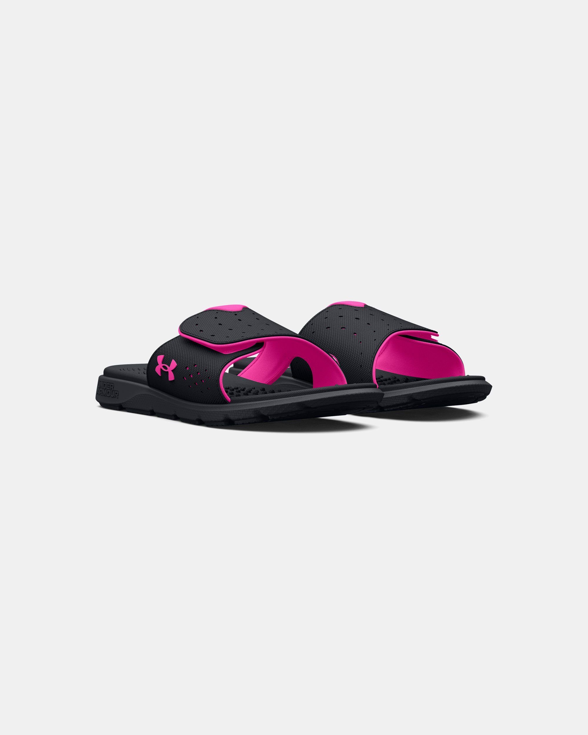 Pink and black under armour slides outlet