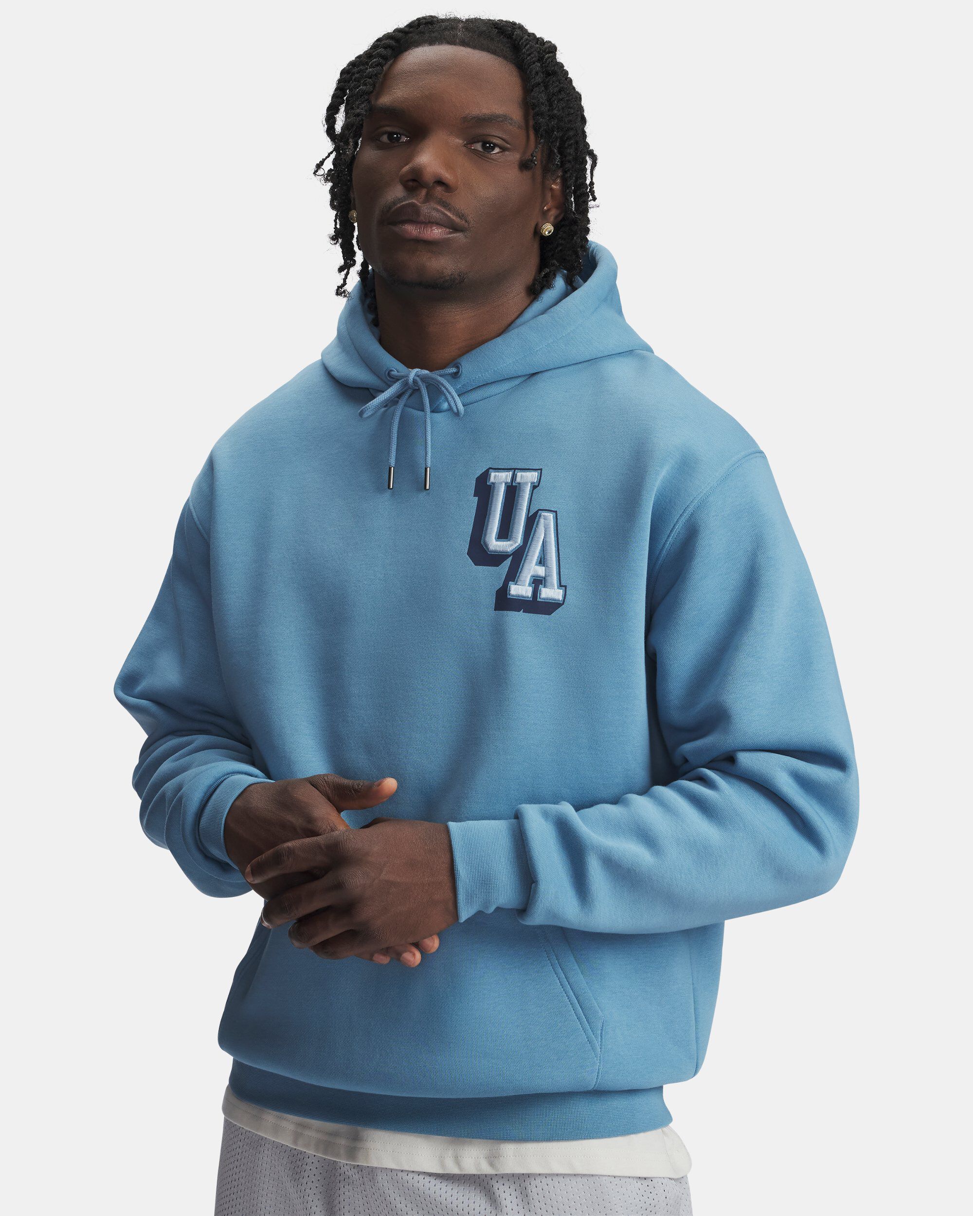 Shop Under Armour UA Icon Fleece Graphic Men's Hoodie Blue in