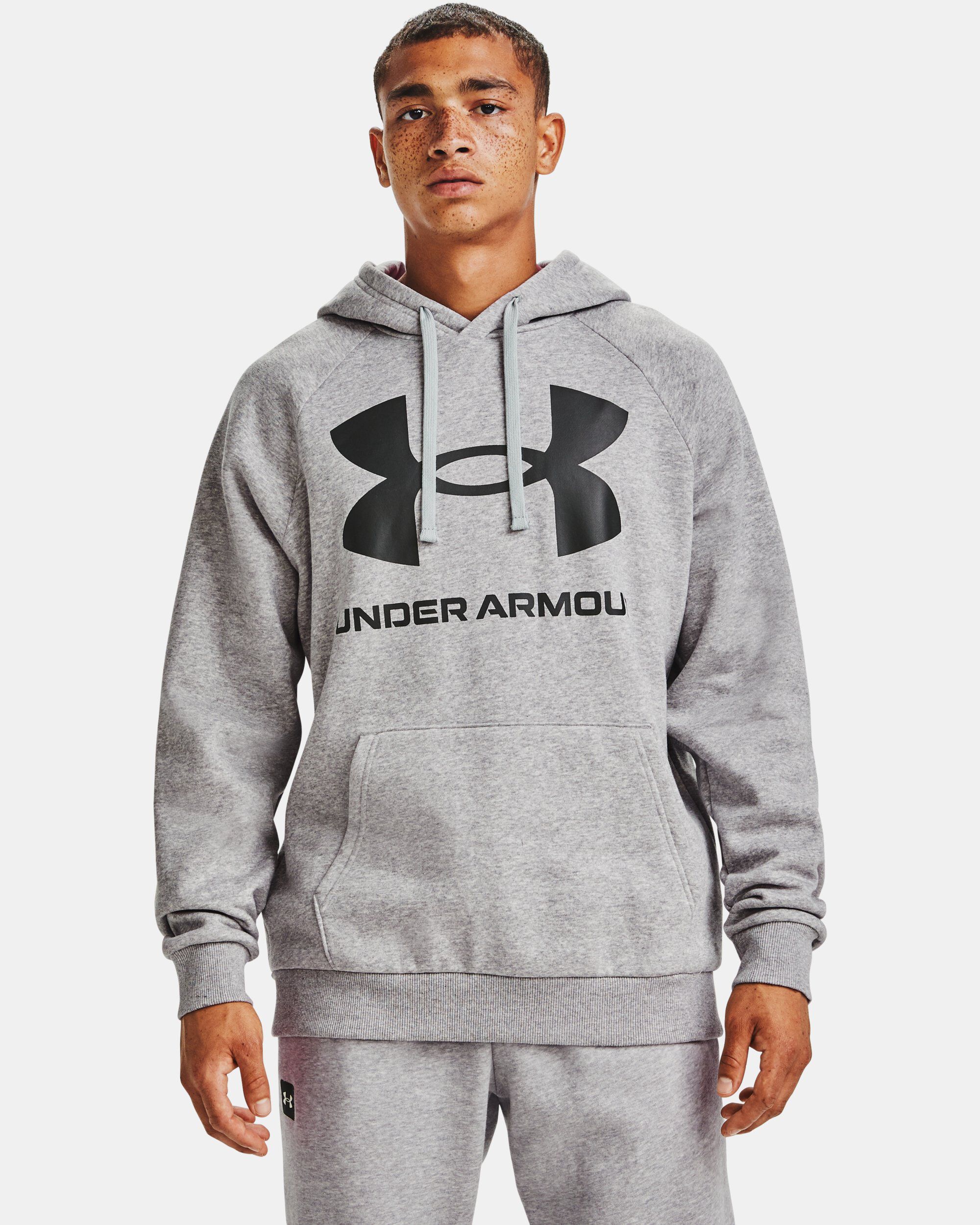 Orange under online armour hoodie mens