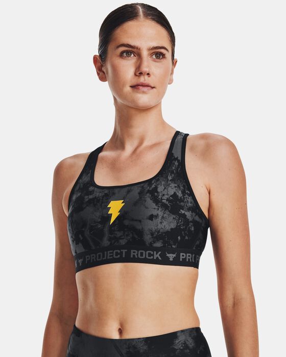 Women's Project Rock HeatGear® Black Adam Sports Bra image number 0