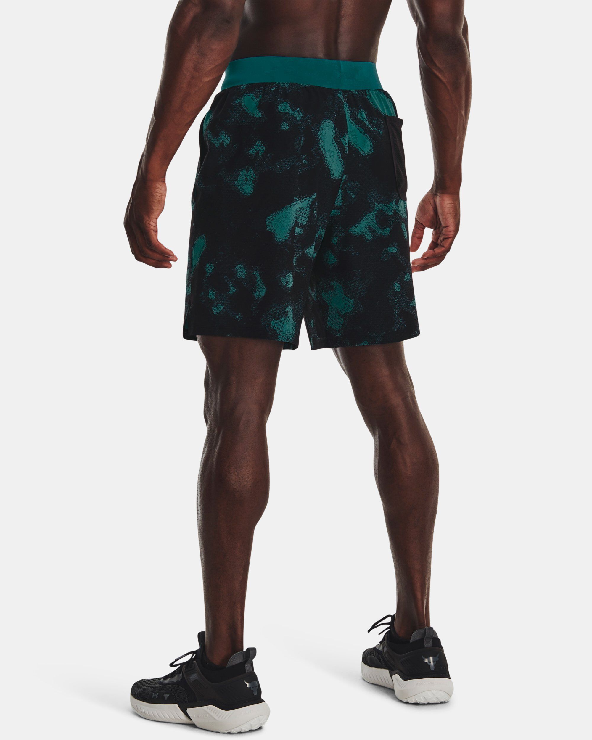 Under Armour Men s Project Rock Woven Printed Shorts Green in