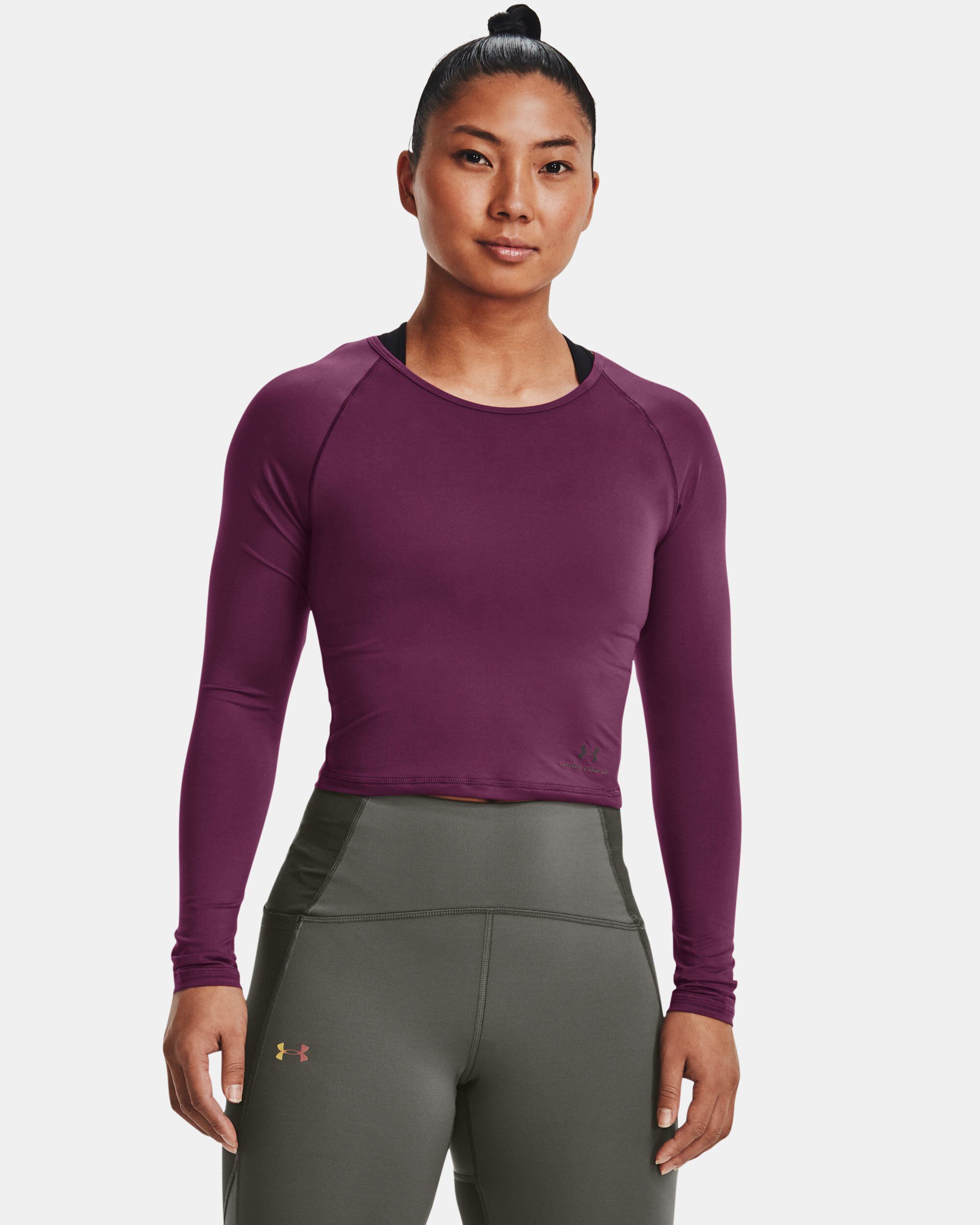 Under Armour Women s UA RUSH Energy Crop Long Sleeve Purple in