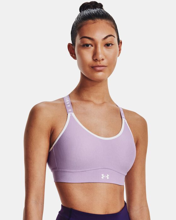 Women's UA Infinity Mid Heather Cover Sports Bra image number 0