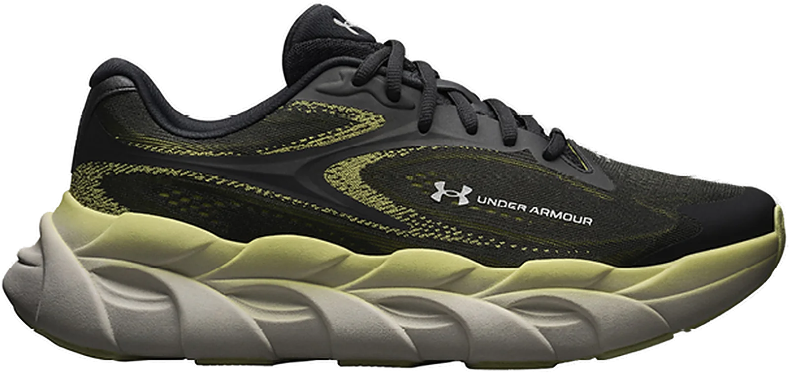 UA HB Runner 2 in Ultimate Black / Sonic Yellow / Metallic